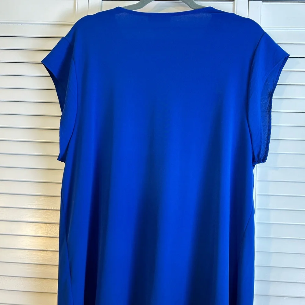 Calvin Klein Blue V-Neck Blouse - Picture 2 of 5
